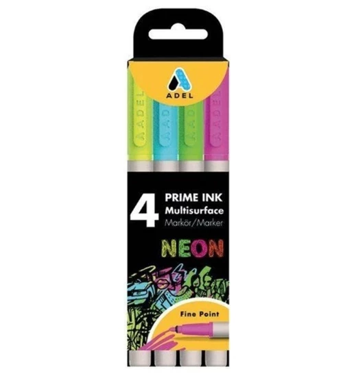 Adel Prime İnk Multisurface Markör Kalem Seti Neon 4Lü ürün görseli 1