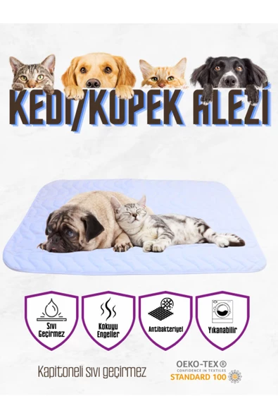 Kapitoneli Yıkanabilir Sıvı Geçirmez Emici Köpek Kedi Çiş Alezi 60x90 cm ürün görseli 1