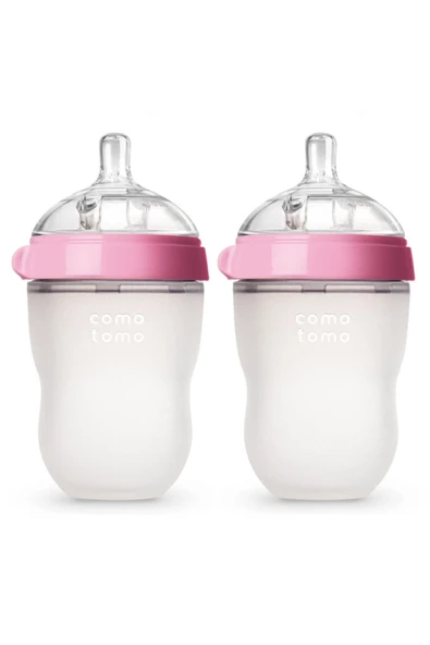 Comotomo Antikolik Silikon Biberon 2'li 250ml Pembe - Orta Akışlı (3-6 AY) ürün görseli 1