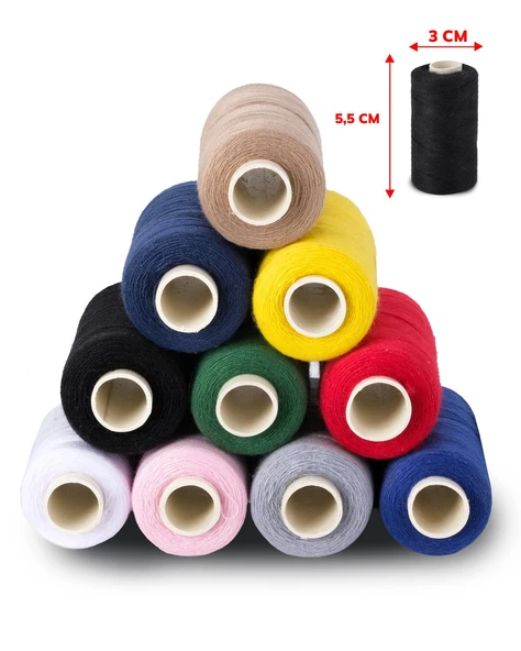 FDMSTAR 120 No Karışık Renkli Dikiş İpliği 10’lu Küçük Boy 250-300 Metre Ev Tipi Makineye Uyumlu Polyester İplik Seti ürün görseli 1