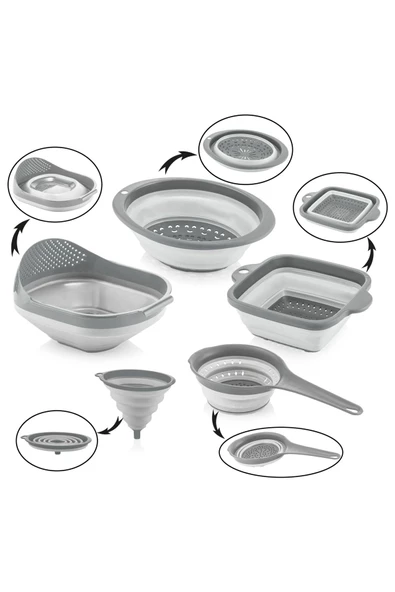 Qlux Ideas Katlanabilir Süzgeç Set 5 Parça Et-00108 ürün görseli 1