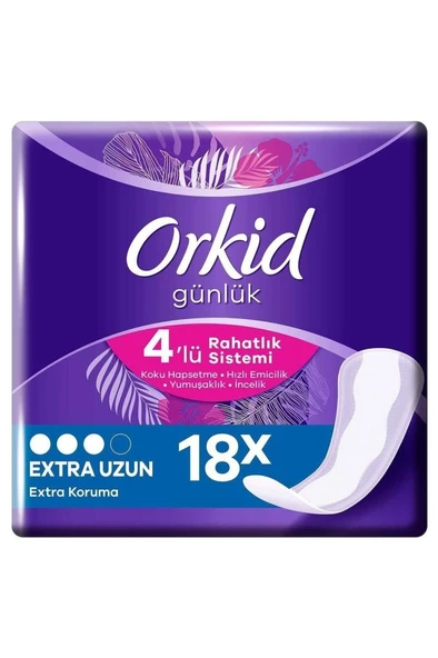 Orkid Extra Koruma Extra Uzun Günlük Ped 18 Adet ürün görseli 1