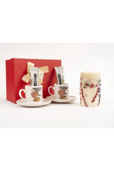 Fincan Hediyeli Orijinal Canlı Çiçekli Mum ürün görseli 1