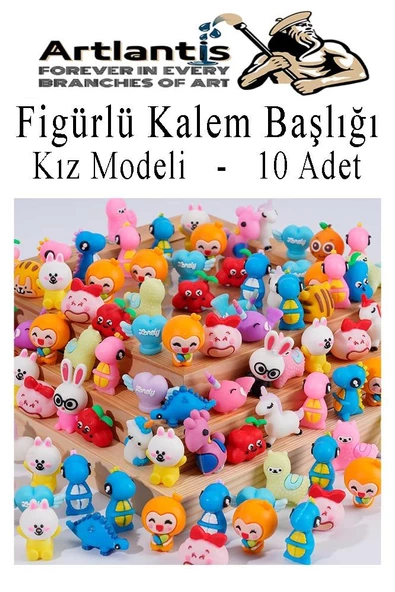 Kalem Başlığı Figürlü 10 Adet Kalem Süsü Kızlar İçin Değişik Karkatür Hayvan Silikon Kalem Başlığı Sevimli Kalem Başlıkları ürün görseli 1