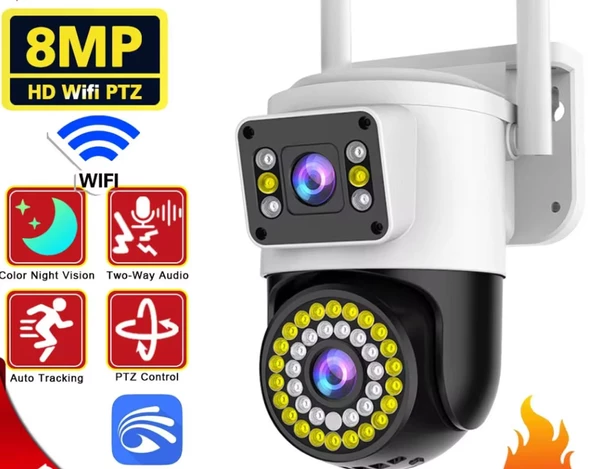 WiFi Güvenlik Kamerası Çift 1080P  Çift Kamera Ev Güvenlik Algılama Alarmı WiFi İki Yönlü İnterkom ürün görseli 1