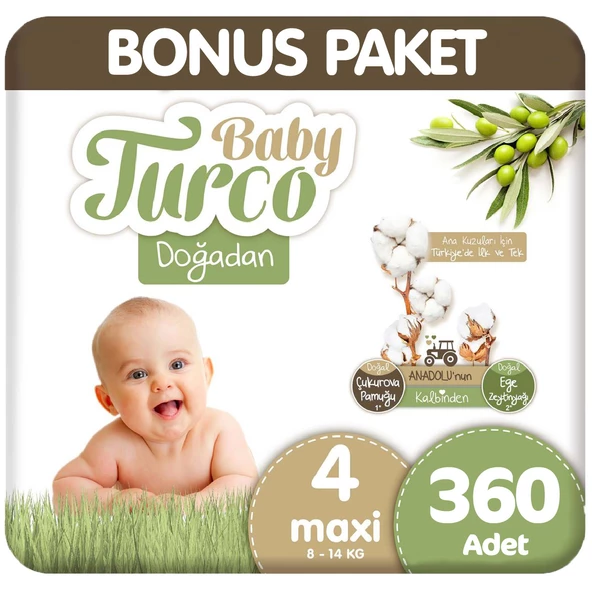 Baby Turco Doğadan Bonus Paket Bebek Bezi 4 Beden 120x3 360 Adet ürün görseli 1