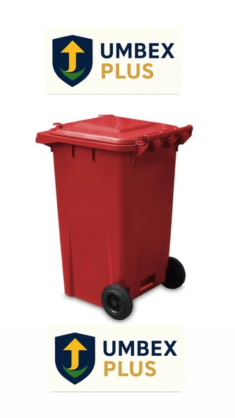 Umbex Plus  Kırmızı Plastik Çöp Konteyneri 240 Litre Konteyner - A+ Isıya Karşı Dayanıklı Malzeme - Kırmızı ürün görseli 1