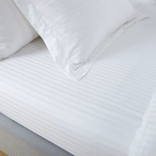 Çizgili Saten Yatak Çarşafı Lastikli 160x200 Yastık Kılıfı 50x70 ürün görseli 1