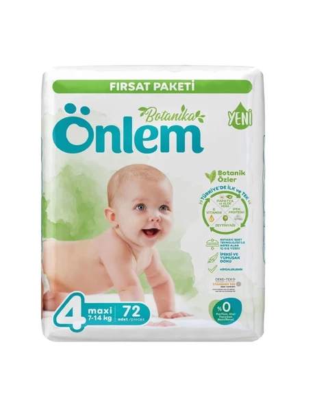 ÖNLEM Botanika 4 Numara Maxi Bebek Bezi Fırsat Paketi 72 Adet (7-14 Kg) ürün görseli 1