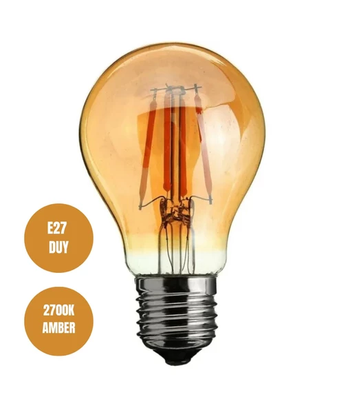6W Rustik Ampul 2700K (Amber Işık) A60 ürün görseli 1