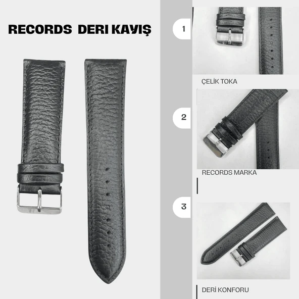 RC3002S RECORDS DERİ KAYIŞ - SİYAH - Resim 2