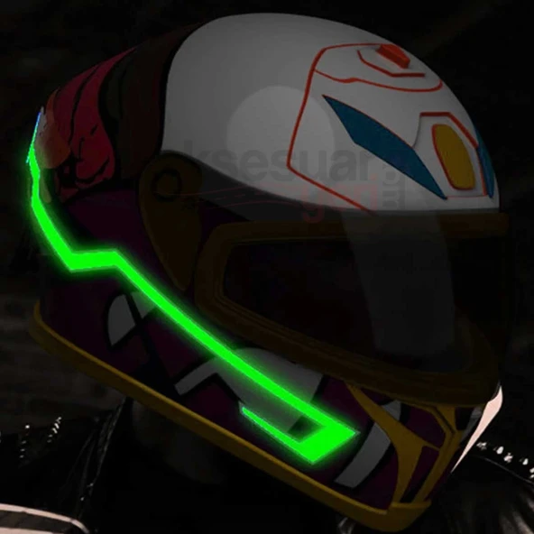 Motosiklet Kask Ledi Yeşil Renk - 3 Farklı Mod - Motosiklet Renkli İkaz Ledi ürün görseli 1