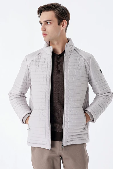 Taş Rengi Kapitone Dolumlu Dik Yaka Astarlı Slim Fit Dar Kesim Casual Mont 1007235264 ürün görseli 1
