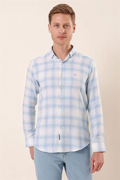 Mavi DMT Yaka Uzun Kol Cepsiz Slim Fit Classic Pamuklu Gömlek 1004230176 ürün görseli 1