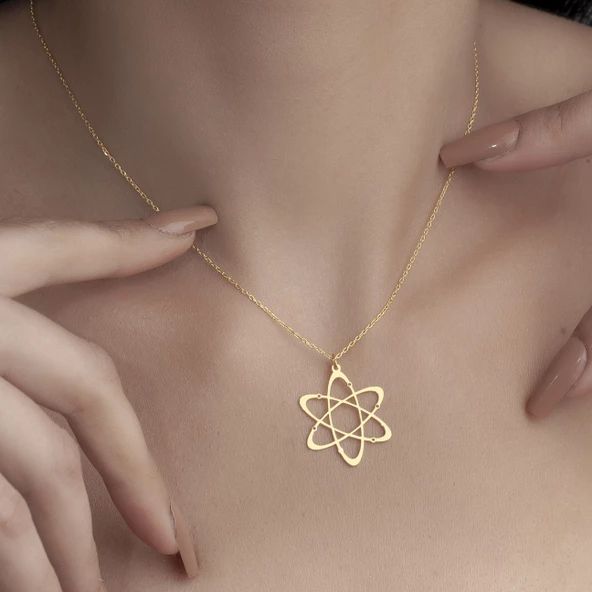 925 Ayar Gümüş Atom Figürlü  Kolye - Resim 3