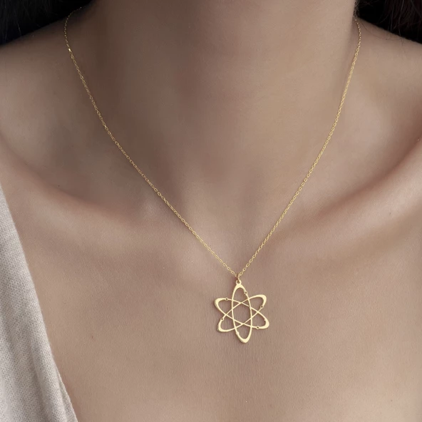 925 Ayar Gümüş Atom Figürlü  Kolye ürün görseli 1