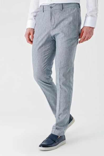 Mavi Keten Lastikli Yandan Cepli Casual Slim Fit Jogger Pantolon 1003240103 ürün görseli 1