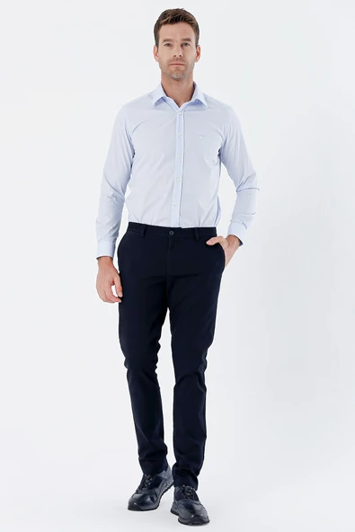 Lacivert Pamuklu Yandan Cepli Casual Slim Fit Chino Pantolon 1003235117 ürün görseli 1