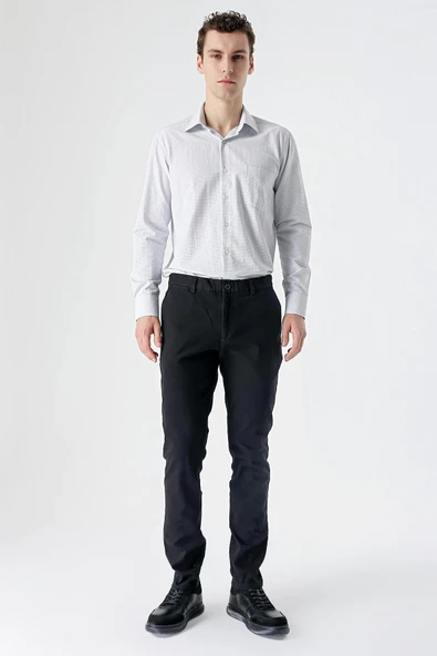 Siyah Pamuklu Yandan Cepli Casual Slim Fit Chino Pantolon 1003235117 ürün görseli 1