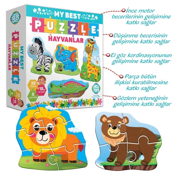 AteşTech  Baby Puzzle Hayvanlar 18 Ay+ - Resim 2