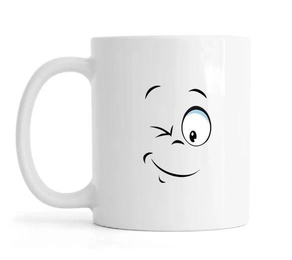 HİDZ Smile İfadeli Beyaz Kupa Bardak (Tip 2) ürün görseli 1