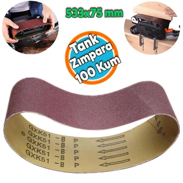 Sonsuz Bant 100 Kum Tank Palet Zımpara Kağıdı 75 x 533 mm ürün görseli 1