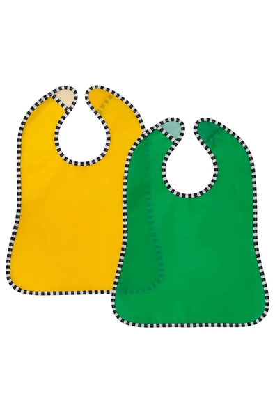 2 Adet Cırtlı Mama Önlüğü 28,5x38,5 cm İkea 2'li Set Çocuk Yemek Önlüğü Sarı-Yeşil Önlük ürün görseli 1