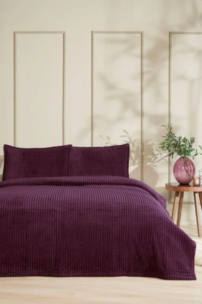 Özdilek Modern Line Tek Kişilik Battaniye Seti (150x220)-Piramit Mürdüm ürün görseli 1