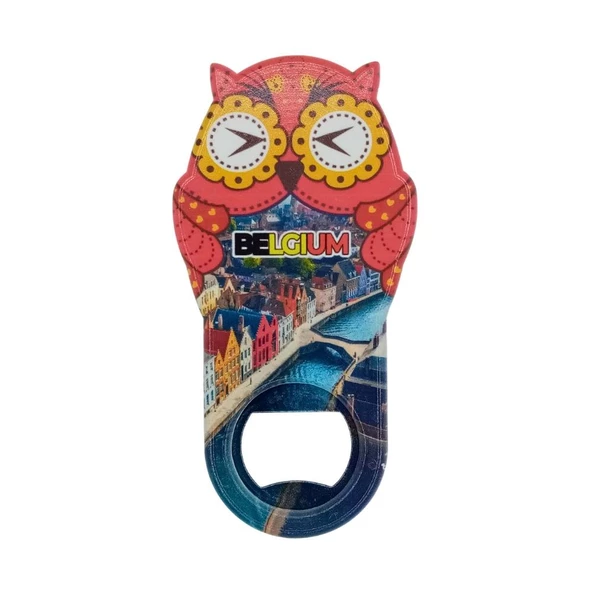 Belçika Temalı Baykuş Magnet Kapak Açacak ürün görseli 1