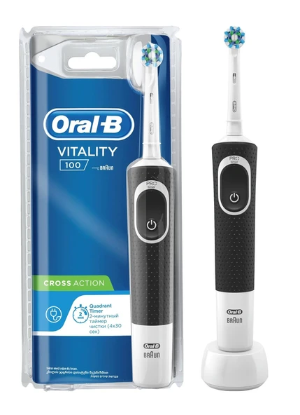 Oral-B D100 Vitality Cross Action Şarjlı Siyah Diş Fırçası ürün görseli 1