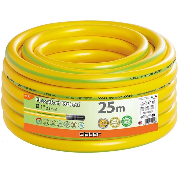 Claber 9150 Flexfort Green Hortum 1" 25mt ürün görseli 1