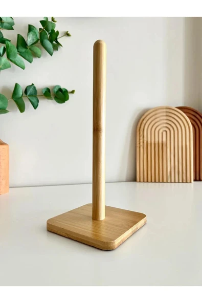 Bambu Kağıt Havluluk, Masa Üstü Rulo Kağıt Havlu Askılığı - Dik Havlu Peçetelik - Kare ürün görseli 1