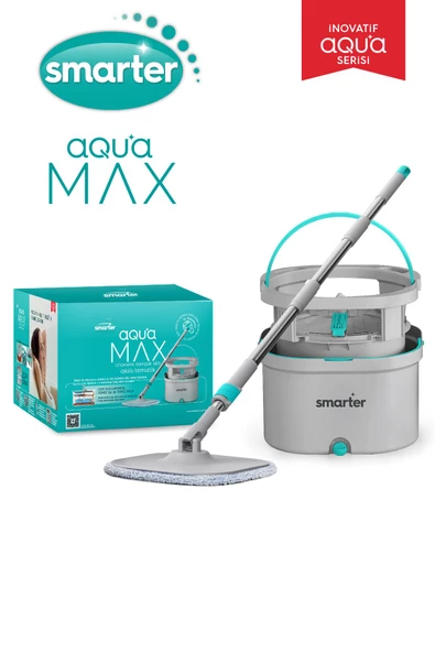 SMARTER AQUA MAX TEMİZ & KİRLİ SUYU AYIRMA ÖZELLİĞİ ÇİFT KOVA OTOMATİK TEMİZLİK SETİ MOP PASPAS ürün görseli 1