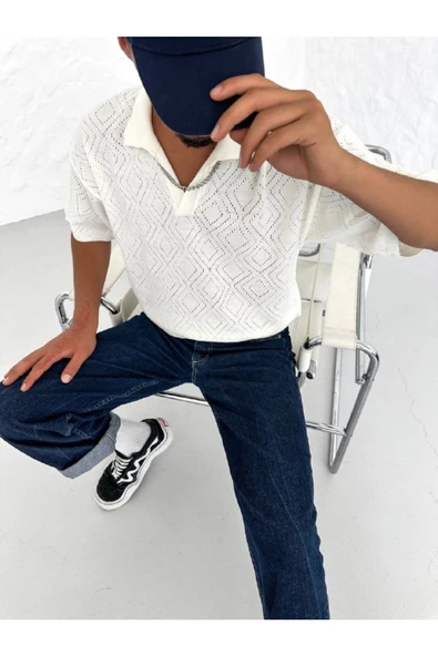Ajurlu Oversıze Triko T-shirt ürün görseli 1