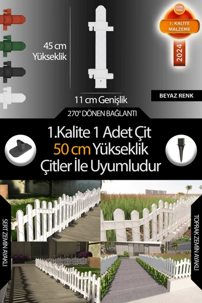 Uzunluk - Köşe - Kenar Tamamlama Çiti (50 Cm Yükseklik Çit ile Uyumludur) ürün görseli 1