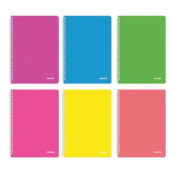 Mopak Neon Serisi  A4 Spiralli PP Kapak Defter 72 Yp Çizgili 6'LI ürün görseli 1