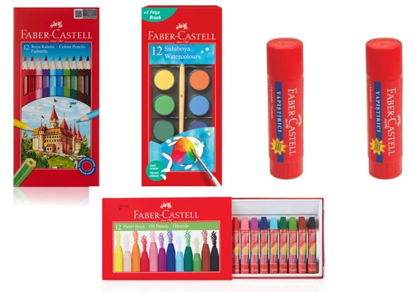 Faber Castell Standart Öğrenci Seti Kuru Sulu Pastel Boya Ve Yapıştırıcı ürün görseli 1