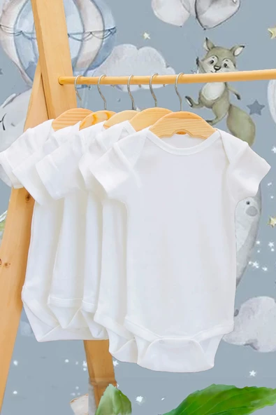 Bebek Zıbın Body 5li Paket Kısa Kol Zarf Yaka %100 Pamuk Body ürün görseli 1