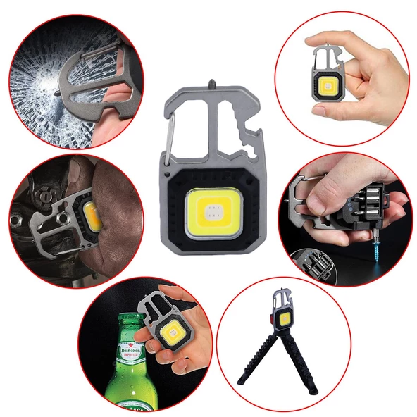 Mini Led El Feneri Anahtarlık Taşınabilir Kamp Lambası Alet Tornavida Şişe Açacağı Sos Işık Cam Kır ürün görseli 1