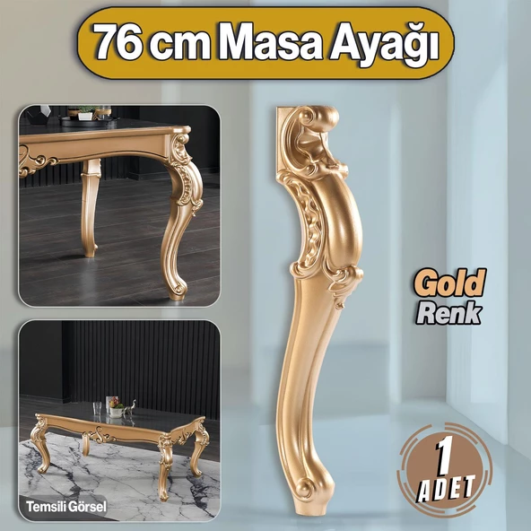 Valenta Masa Dresuar Ayağı 76 cm Plastik Ayak Mutfak Yemek Masası Mobilya Ayakları Altın Gold ürün görseli 1