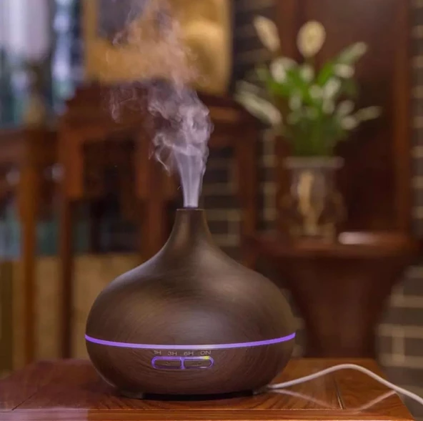Ultrasonik Aroma Hava Nemlendirici Hava Difüzör Kokulu Uçucu Yağ Difüzör 500 ml Kumandalı Led Işıklı ürün görseli 1
