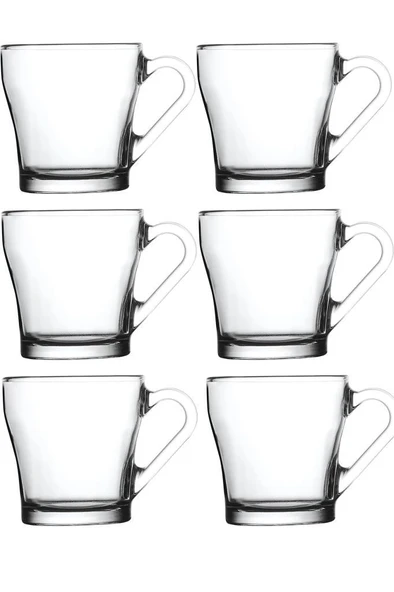 Aria 6lı Cam 205cc Çay Kahve Kulplu Mug Kupa Bardak Takımı ürün görseli 1