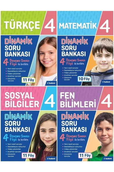 Tudem Yayınları 4. Sınıf 4'lü Dinamik Serisi (TÜRKÇE MATEMATİK SOSYAL B. FEN B.) ürün görseli 1