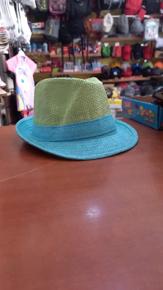 çocuk fötr şapka unisex model renkli yazlık paper iplik 52 cm ürün görseli 1