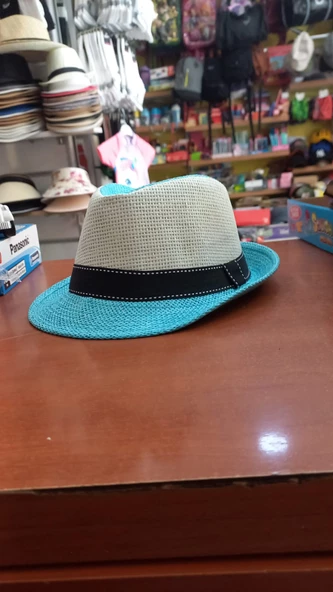 çocuk fötr şapka unisex model renkli yazlık paper iplik 50 cm ürün görseli 1