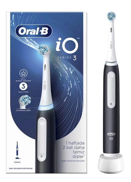 Oral-B iO 3 Şarjlı Siyah Diş Fırçası ürün görseli 1