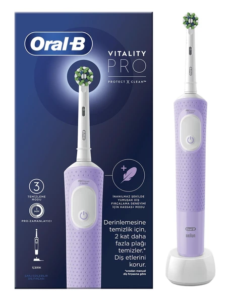 Oral-B D103 Vitality Pro Cross Action Lila Şarjlı Diş Fırçası ürün görseli 1