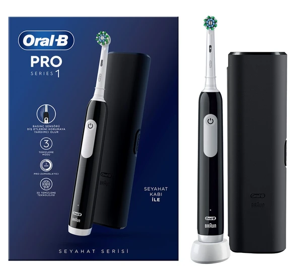 Oral-B Pro Series 1 Şarjlı Siyah Diş Fırçası ve Seyahat Kabı ürün görseli 1