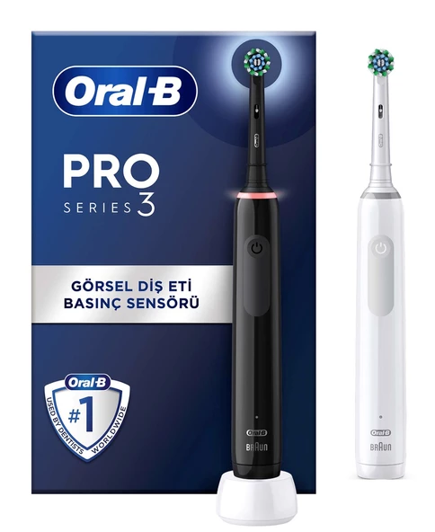 Oral-B Pro 3 3900 Siyah Beyaz 2'li Şarj Edilebilir Diş Fırçası Seti ürün görseli 1