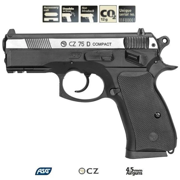ASG CZ75 D COMPACT ÇİFT RENK HAVALI 16200 4.5 mm ürün görseli 1